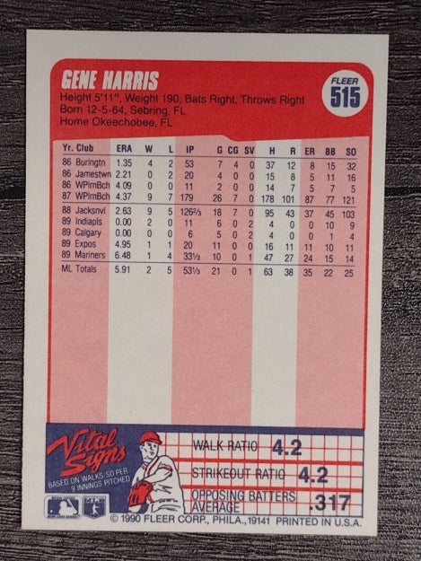 1990 Fleer #515 Gene Harris