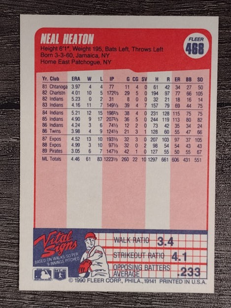 1990 Fleer #468 Neal Heaton