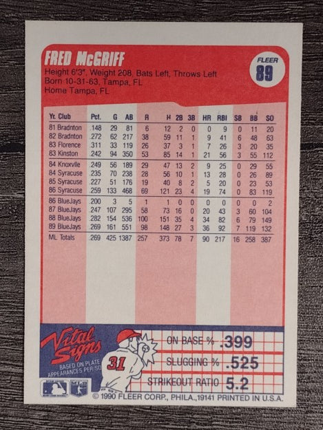 1990 Fleer #89 Fred McGriff