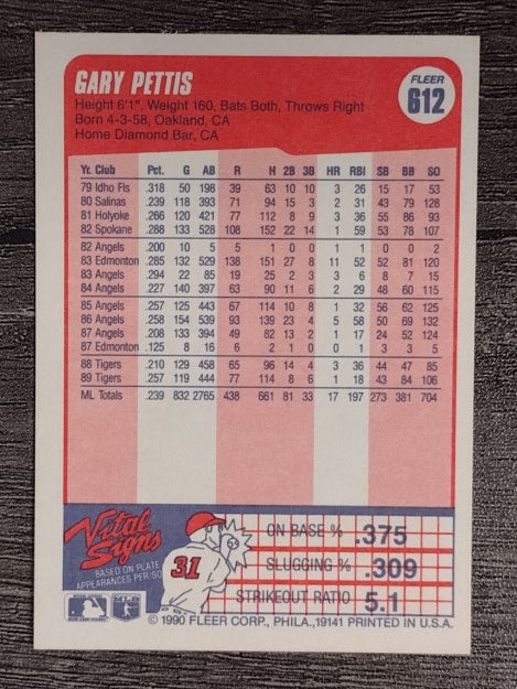 1990 Fleer #612 Gary Pettis