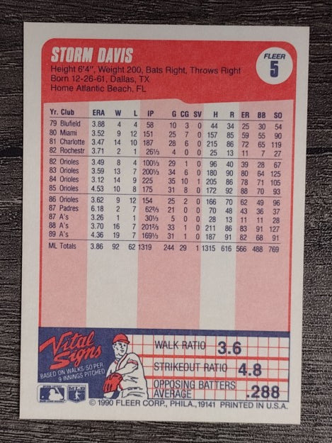 1990 Fleer #5 Storm Davis