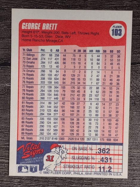 1990 Fleer #103 George Brett
