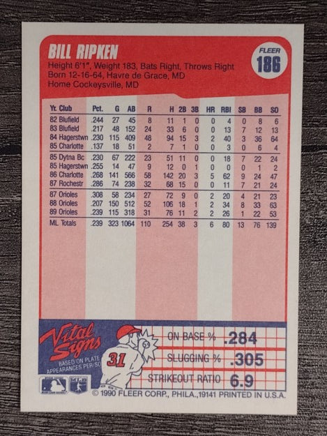 1990 Fleer #186 Bill Ripken