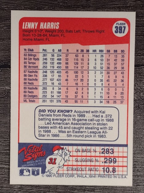 1990 Fleer #397 Lenny Harris
