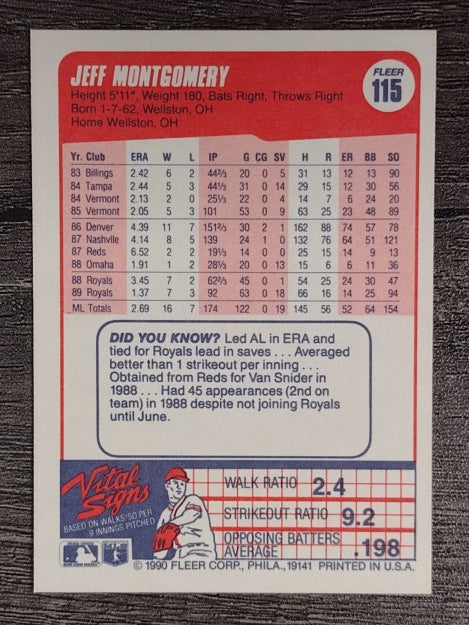 1990 Fleer #115 Jeff Montgomery