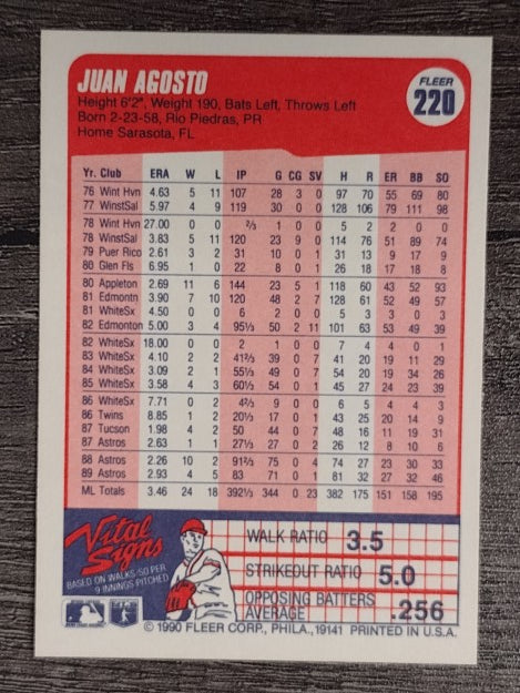 1990 Fleer #220 Juan Agosto