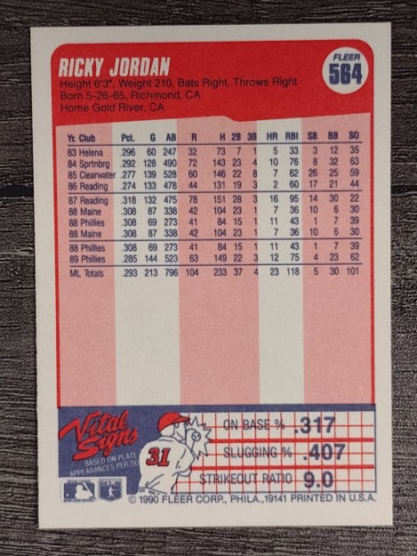 1990 Fleer #564 Ricky Jordan