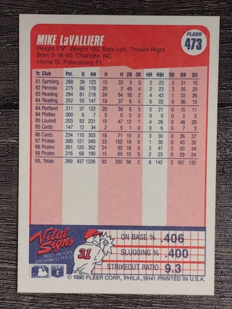 1990 Fleer #473 Mike LaValliere