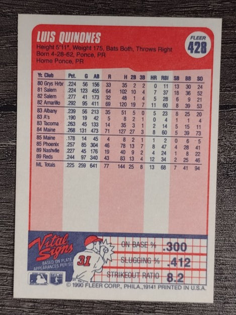 1990 Fleer #428 Luis Quinones