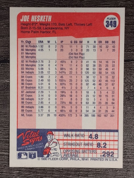 1990 Fleer #349 Joe Hesketh