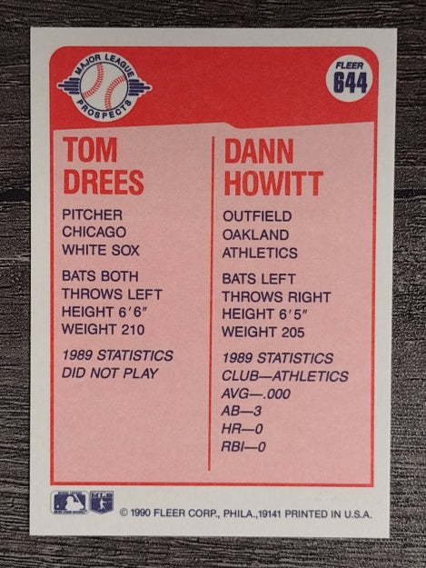 1990 Fleer #644 Tom Drees RC/Dann Howitt RC