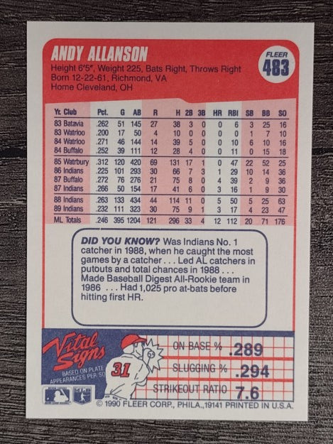 1990 Fleer #483 Andy Allanson