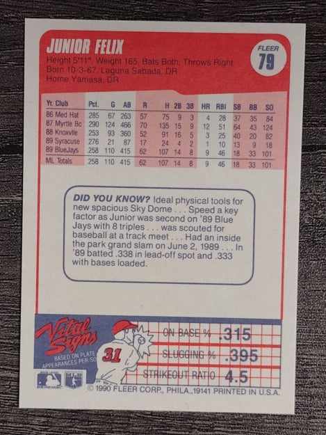 1990 Fleer #79 Junior Felix
