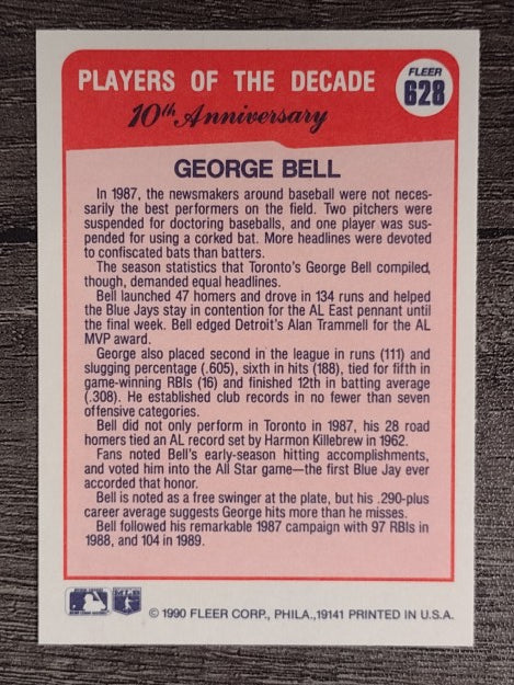 1990 Fleer #628 George Bell '87