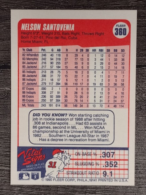 1990 Fleer #360 Nelson Santovenia