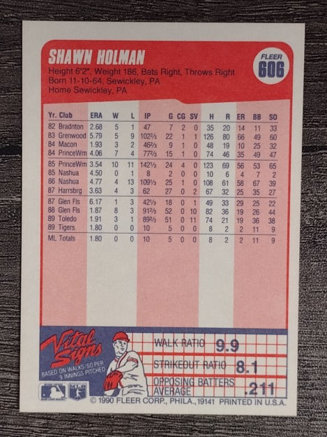 1990 Fleer #606 Shawn Holman RC