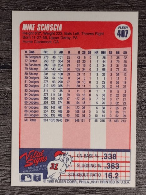 1990 Fleer #407 Mike Scioscia