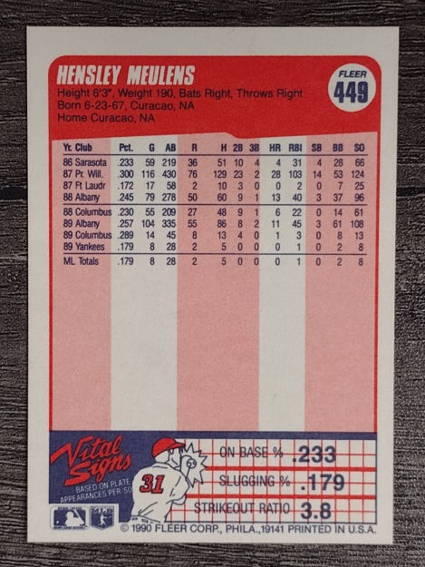 1990 Fleer #449 Hensley Meulens