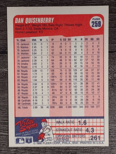1990 Fleer #259 Dan Quisenberry