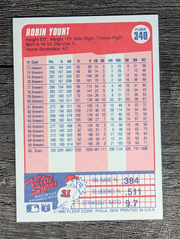 1990 Fleer #340 Robin Yount