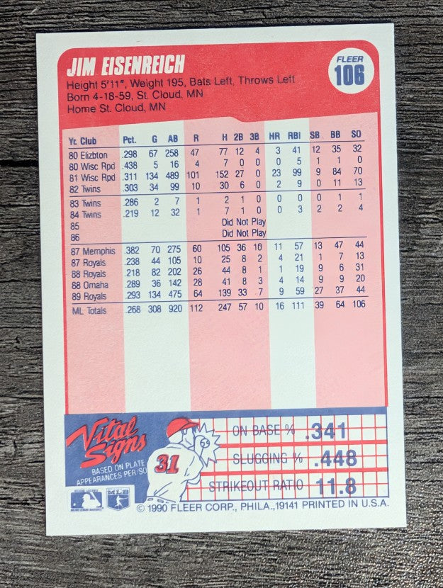1990 Fleer #106 Jim Eisenreich
