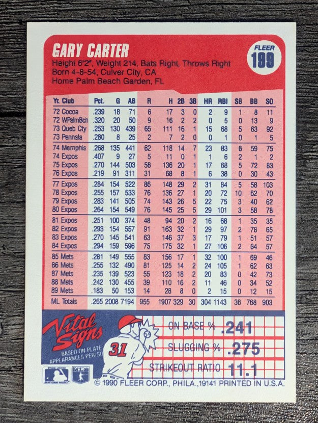 1990 Fleer #199 Gary Carter