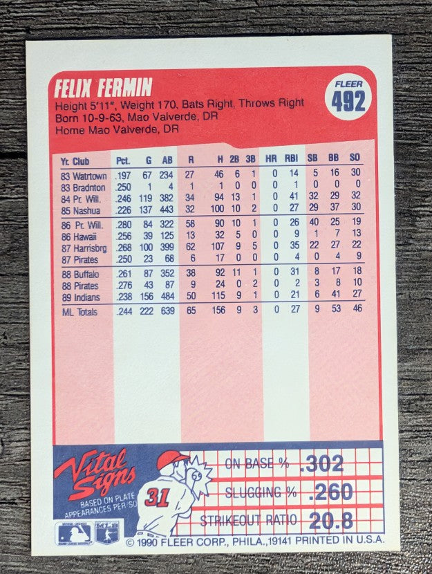 1990 Fleer #492 Felix Fermin