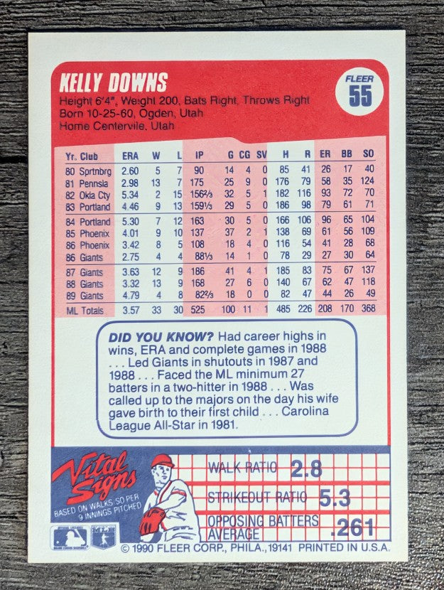 1990 Fleer #55 Kelly Downs