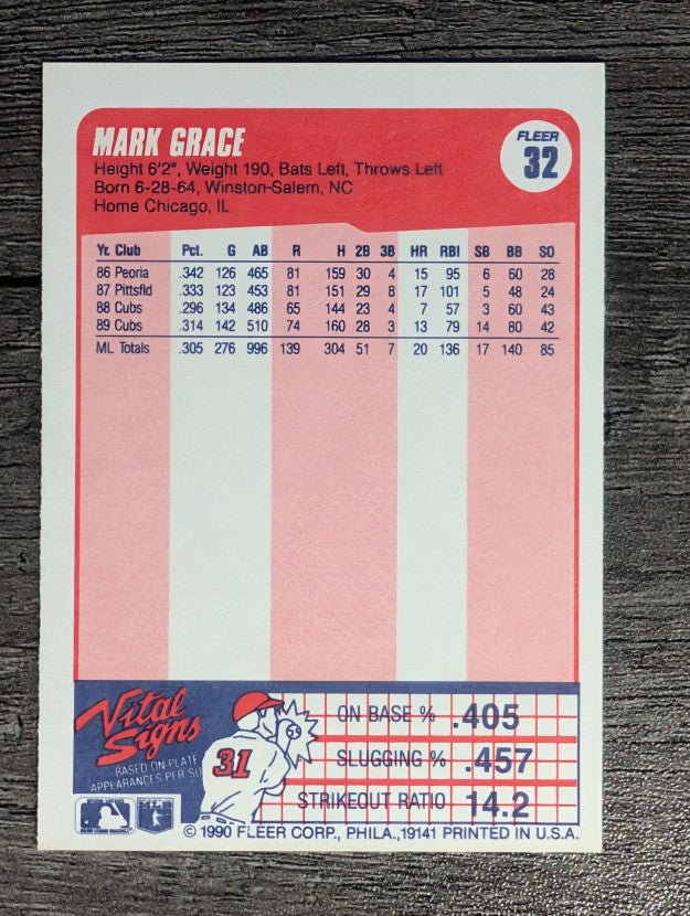 1990 Fleer #32 Mark Grace