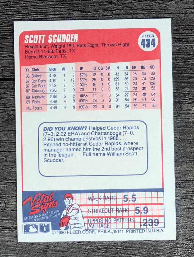 1990 Fleer #434 Scott Scudder