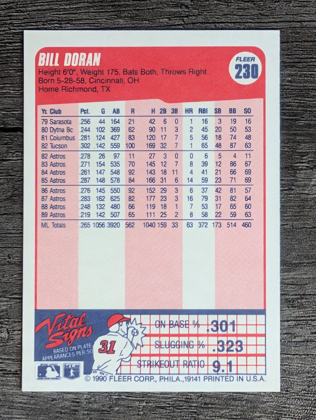 1990 Fleer #230 Bill Doran