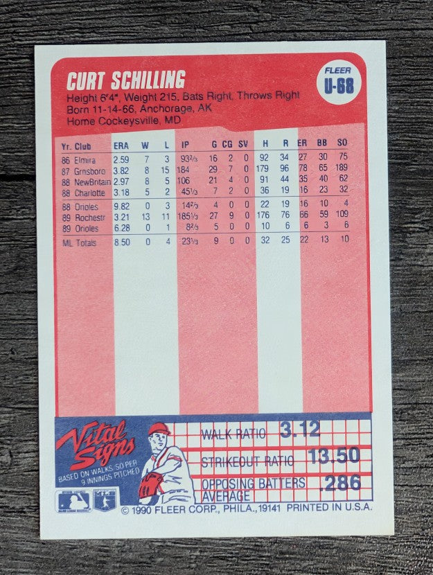 1990 Fleer Update #U68 Curt Schilling