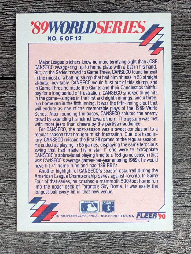 1990 Fleer World Series #5 Jose Canseco