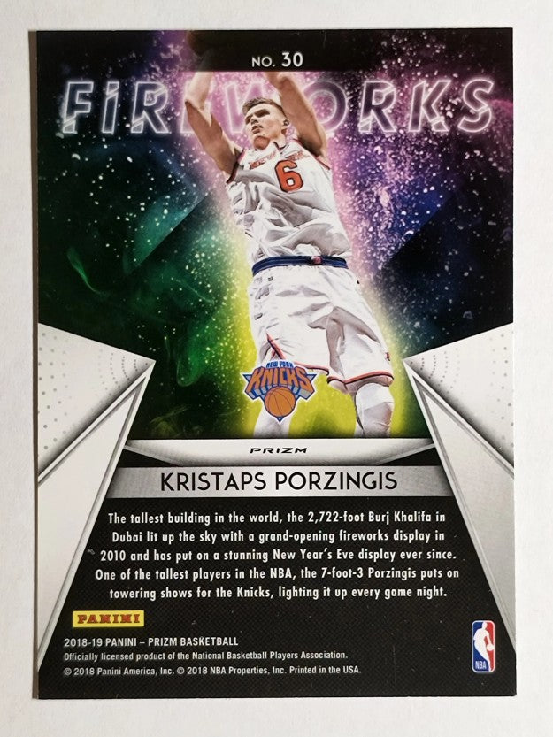 2018-19 Panini Prizm Fireworks Prizms Fast Break #30 Kristaps Porzingis