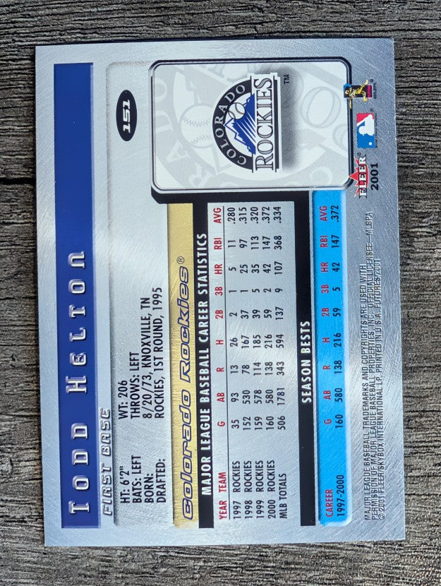 2001 Fleer Futures #151 Todd Helton
