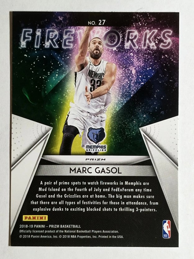 2018-19 Panini Prizm Fireworks Prizms Fast Break #27 Marc Gasol
