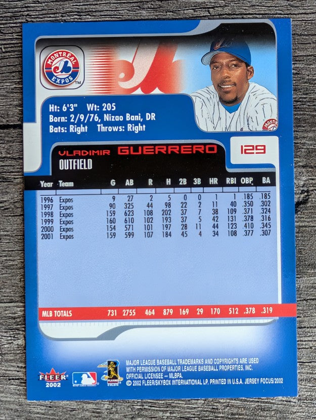 2002 Fleer Focus JE #129 Vladimir Guerrero