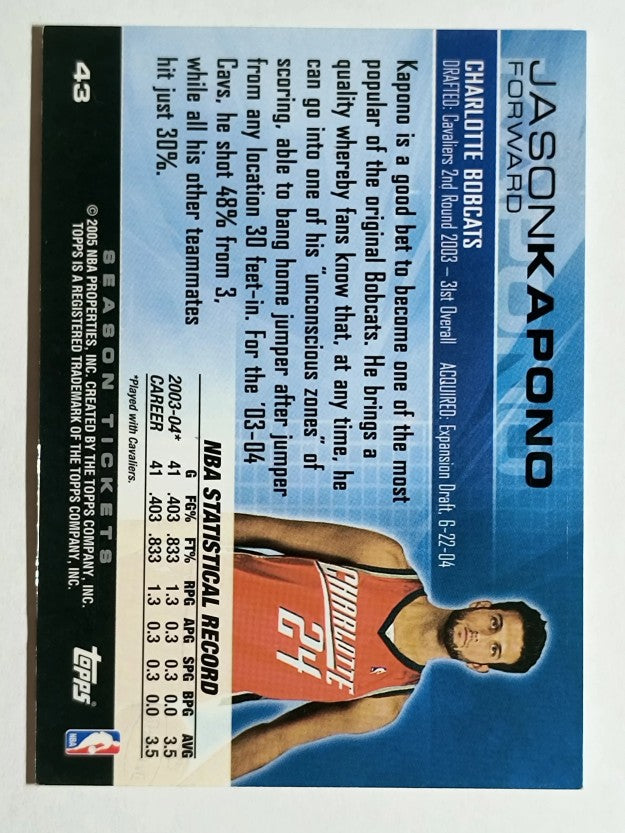 2004-05 Topps Luxury Box Season Tickets #43 Jason Kapono