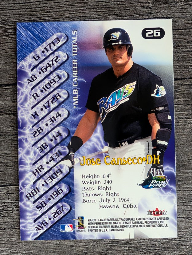 2000 Fleer Gamers #26 Jose Canseco