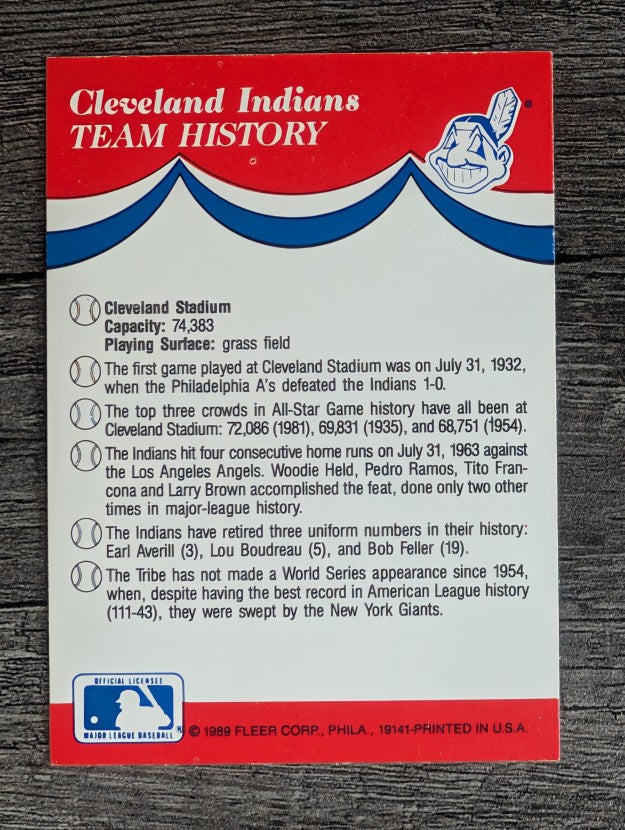 1989 Fleer Team Stickers #16 Cleveland Indians/Logo