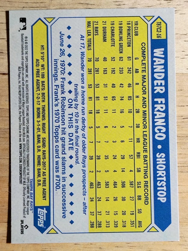 2022 Topps '87 Topps Silver Pack Chrome Series 2 #T87C216 Wander Franco