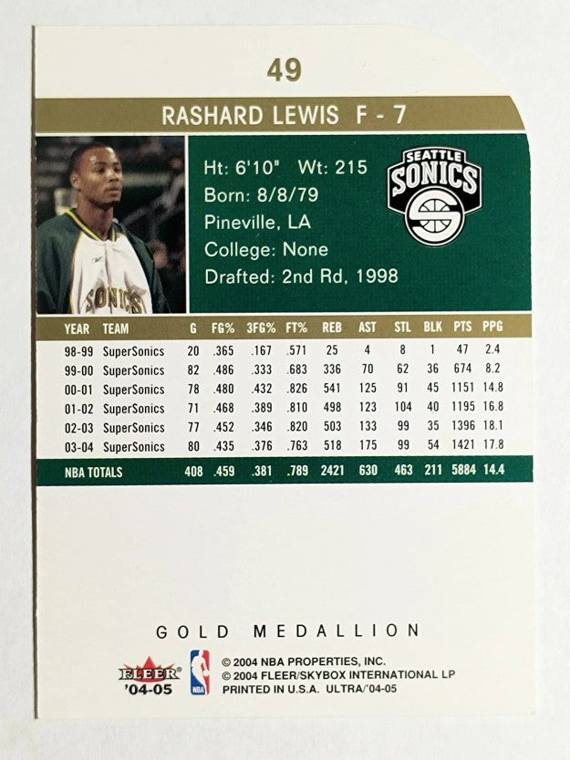 2004-05 Ultra Gold Medallion #49 Rashard Lewis
