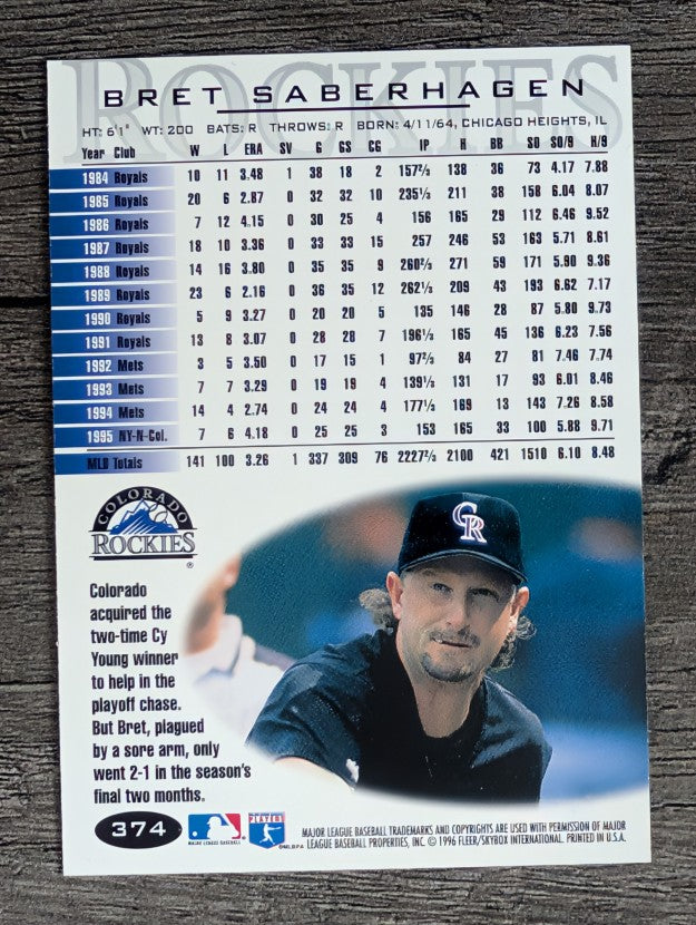 1996 Fleer Tiffany #374 Bret Saberhagen