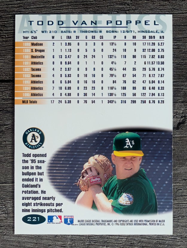 1996 Fleer Tiffany #221 Todd Van Poppel