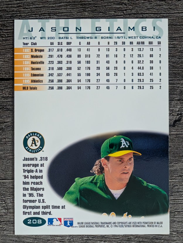 1996 Fleer Tiffany #208 Jason Giambi