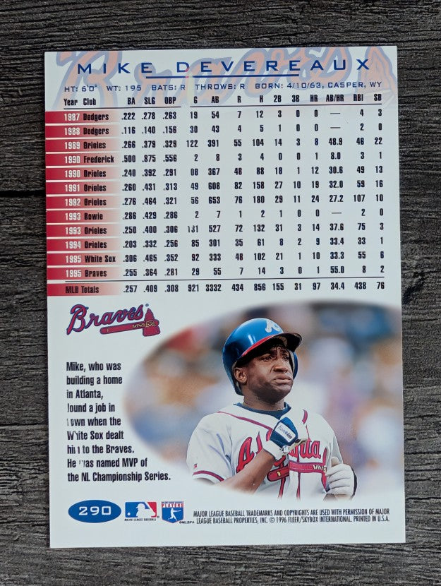 1996 Fleer Tiffany #290 Mike Devereaux