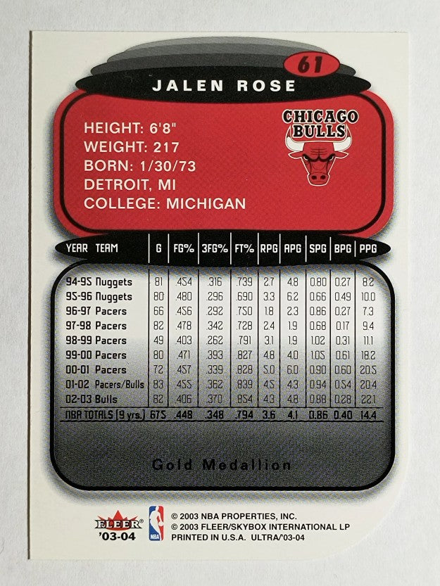 2003-04 Ultra Gold Medallion #61 Jalen Rose