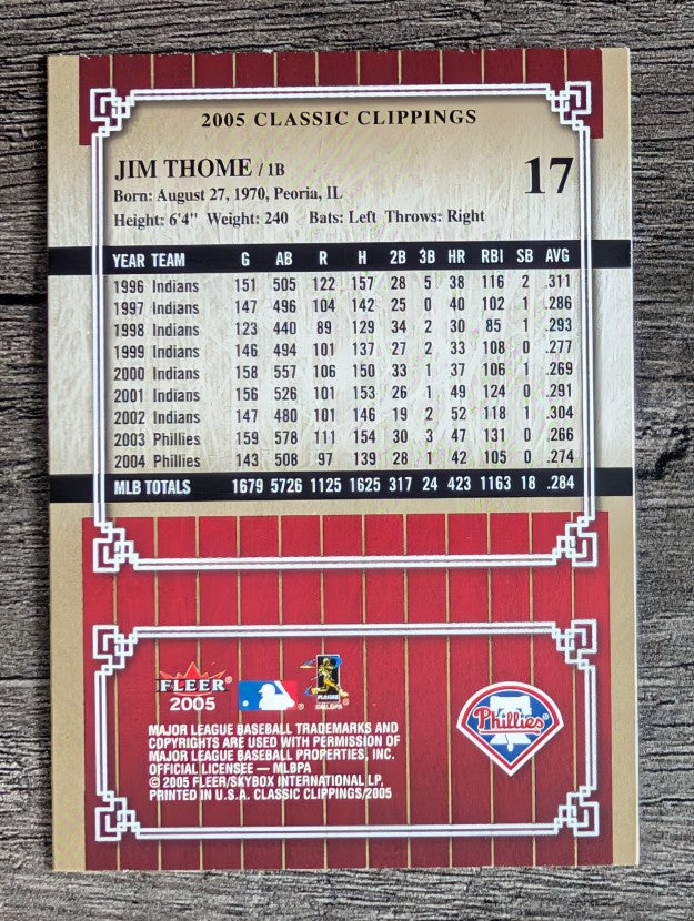 2005 Classic Clippings #17 Jim Thome