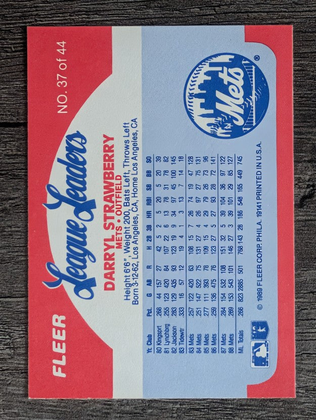 1989 Fleer League Leaders #37 Darryl Strawberry