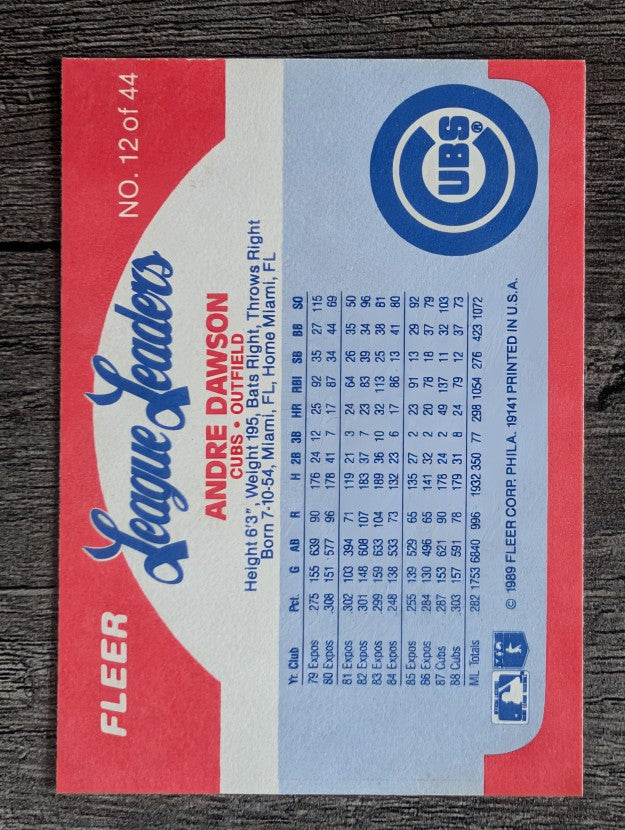 1989 Fleer League Leaders #12 Andre Dawson